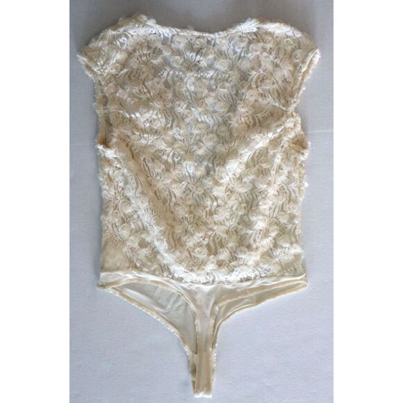 Intimately x Free People Women's Sz L Ivory 2 Hot 2 Handle Semi-Sheer Bodysuit - Picture 2 of 7